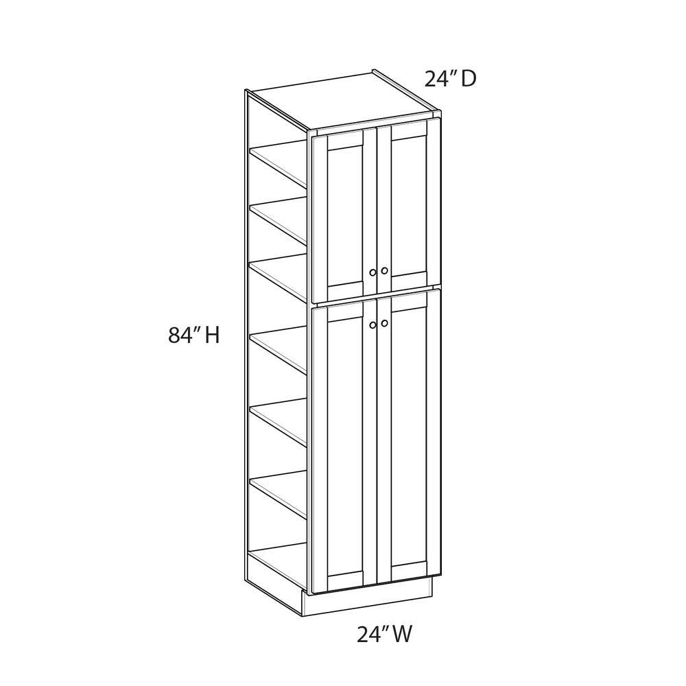 Norfolk Assembled 24 in. W x 84 in. H x 24 in. D Plywood Pantry Cabinet in Painted White