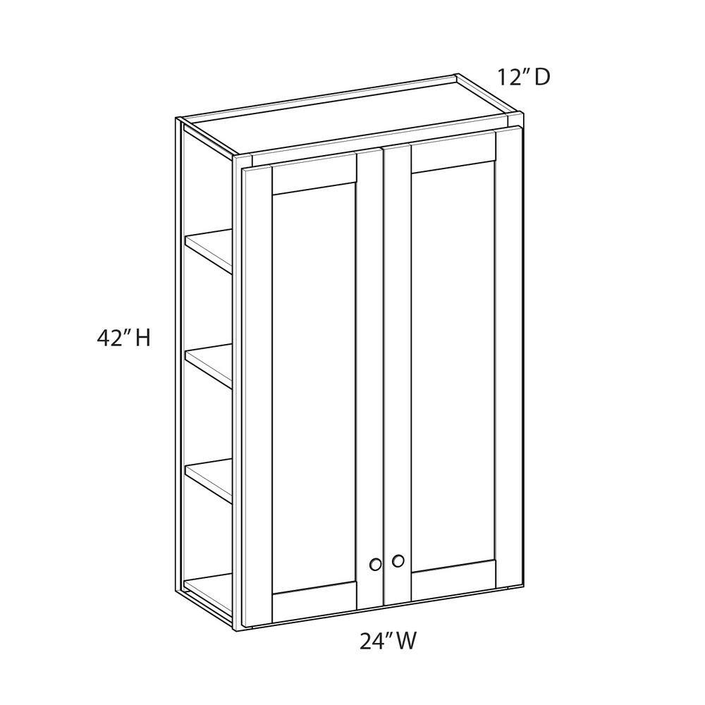 Norfolk Assembled 24 in. W x 42 in. H x 12 in. D Plywood Wall Cabinet in Painted White