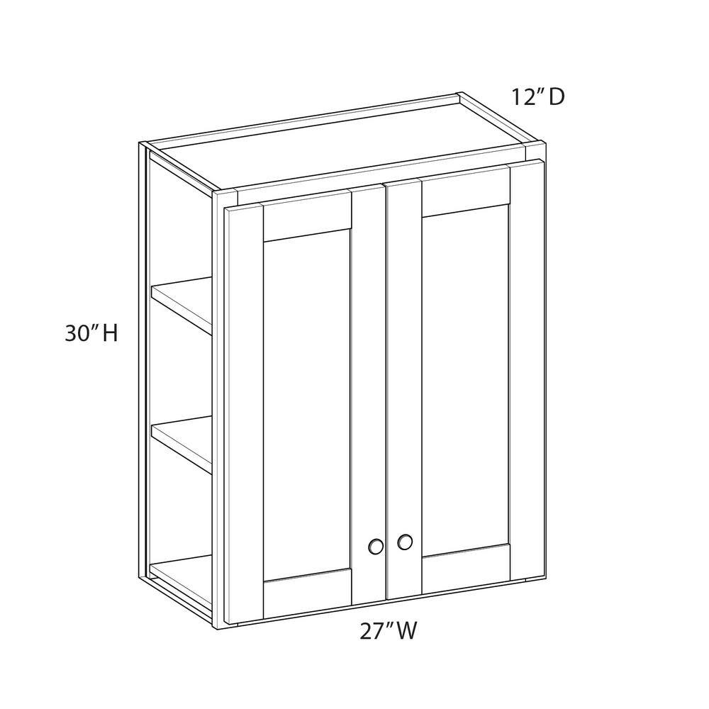 Norfolk Assembled 27 in. W x 30 in. H x 12 in. D Plywood Wall Cabinet in Painted White