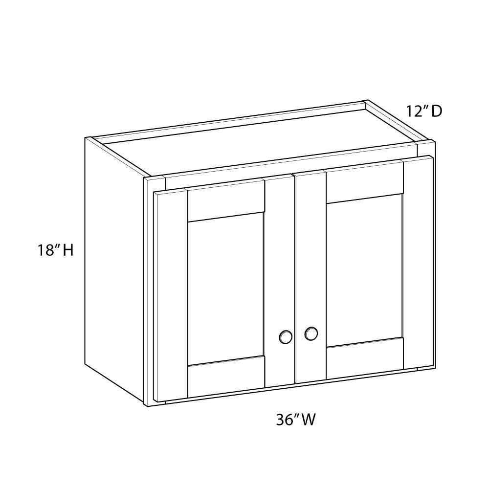 Norfolk Assembled 36 in. W x 18 in. H x 12 in. D Plywood Wall Cabinet in Painted White