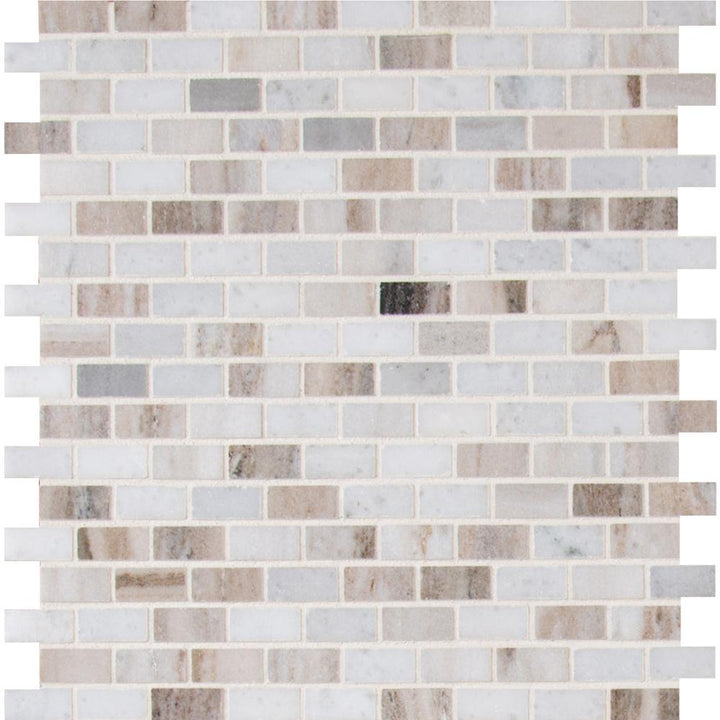 MSI Palisandro Mini Brick 12 in. x 12 in. x 10 mm Polished Marble Mesh-Mounted Mosaic Tile (10 sq. ft./Case)