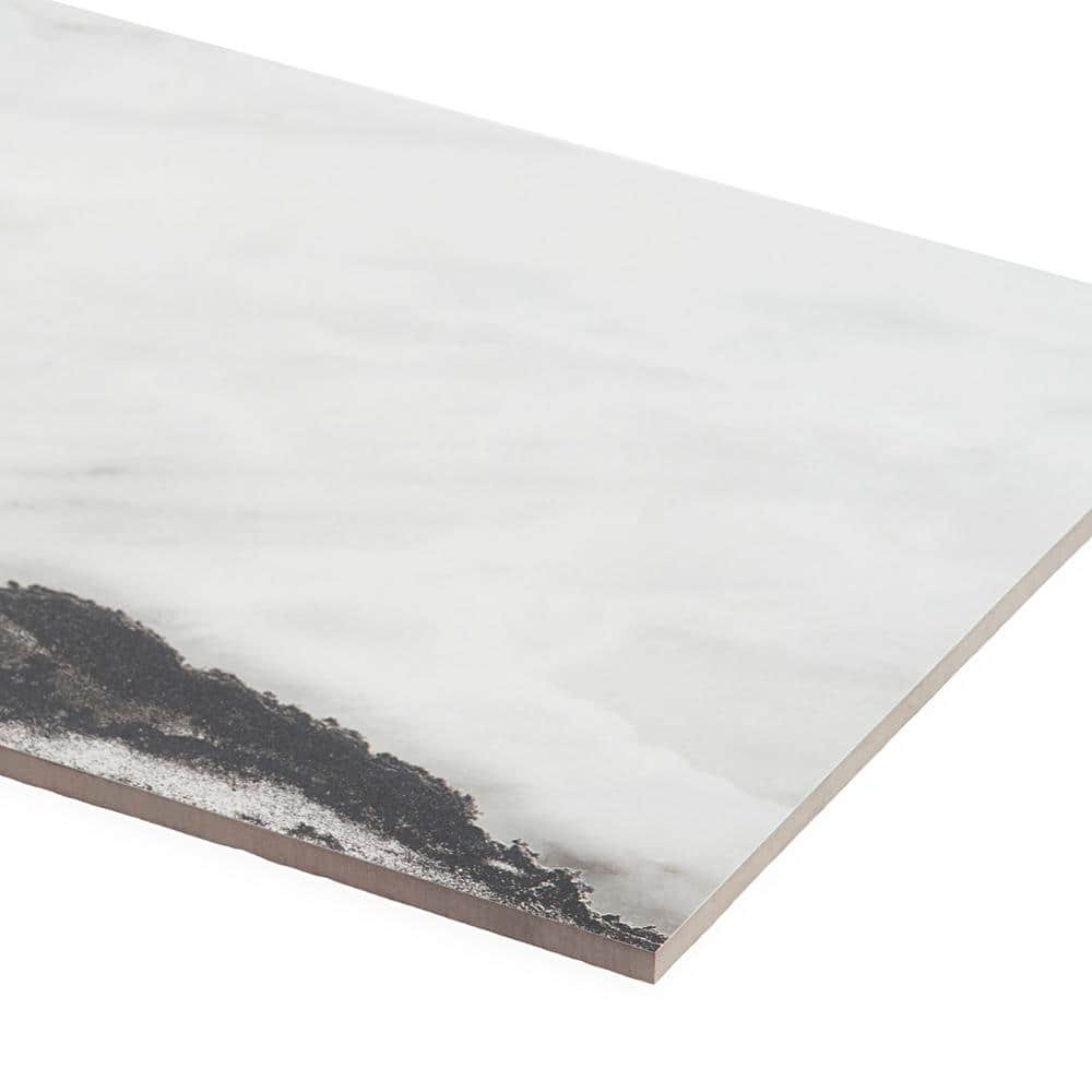 Saroshi Panda White 23.62 in. x 47.24 in. Polished Porcelain Floor and Wall Tile (15.5 sq. ft./Case)