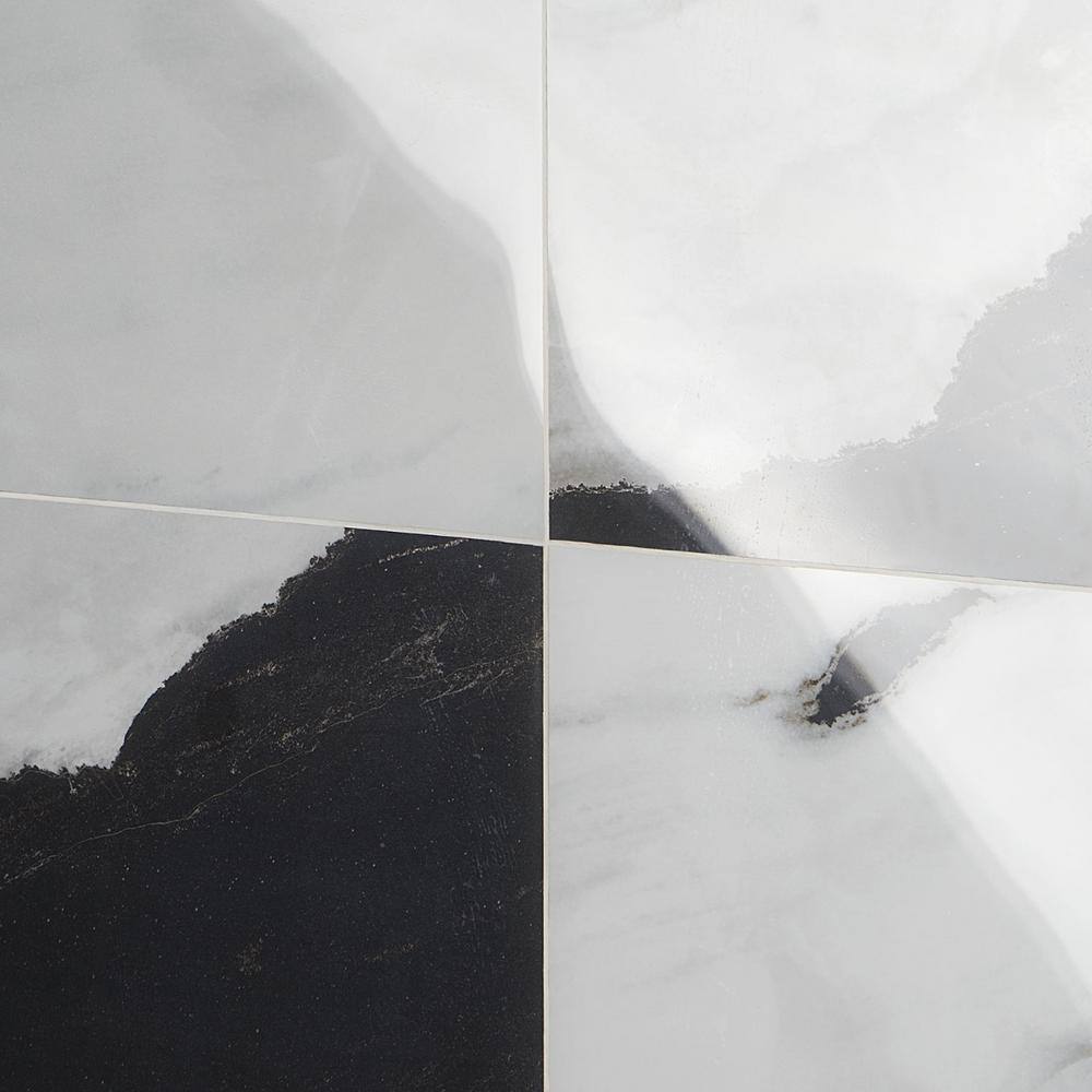 Saroshi Panda White 23.62 in. x 47.24 in. Polished Porcelain Floor and Wall Tile (15.5 sq. ft./Case)