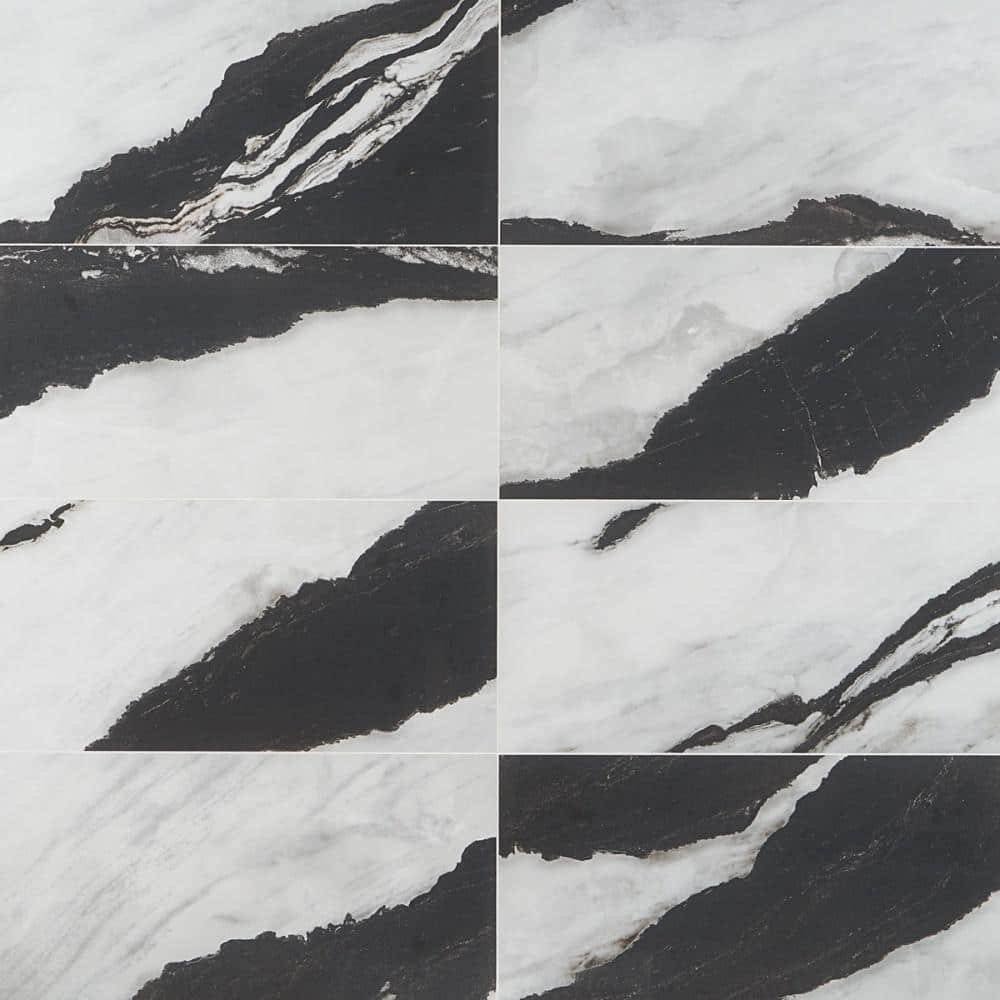 Saroshi Panda White 23.62 in. x 47.24 in. Polished Porcelain Floor and Wall Tile (15.5 sq. ft./Case)