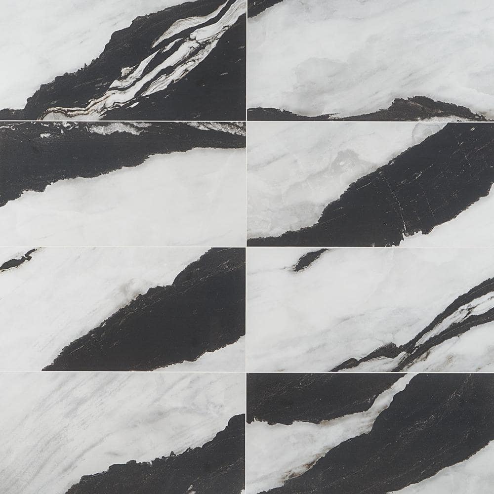 Saroshi Panda White 23.62 in. x 47.24 in. Polished Porcelain Floor and Wall Tile (15.5 sq. ft./Case)