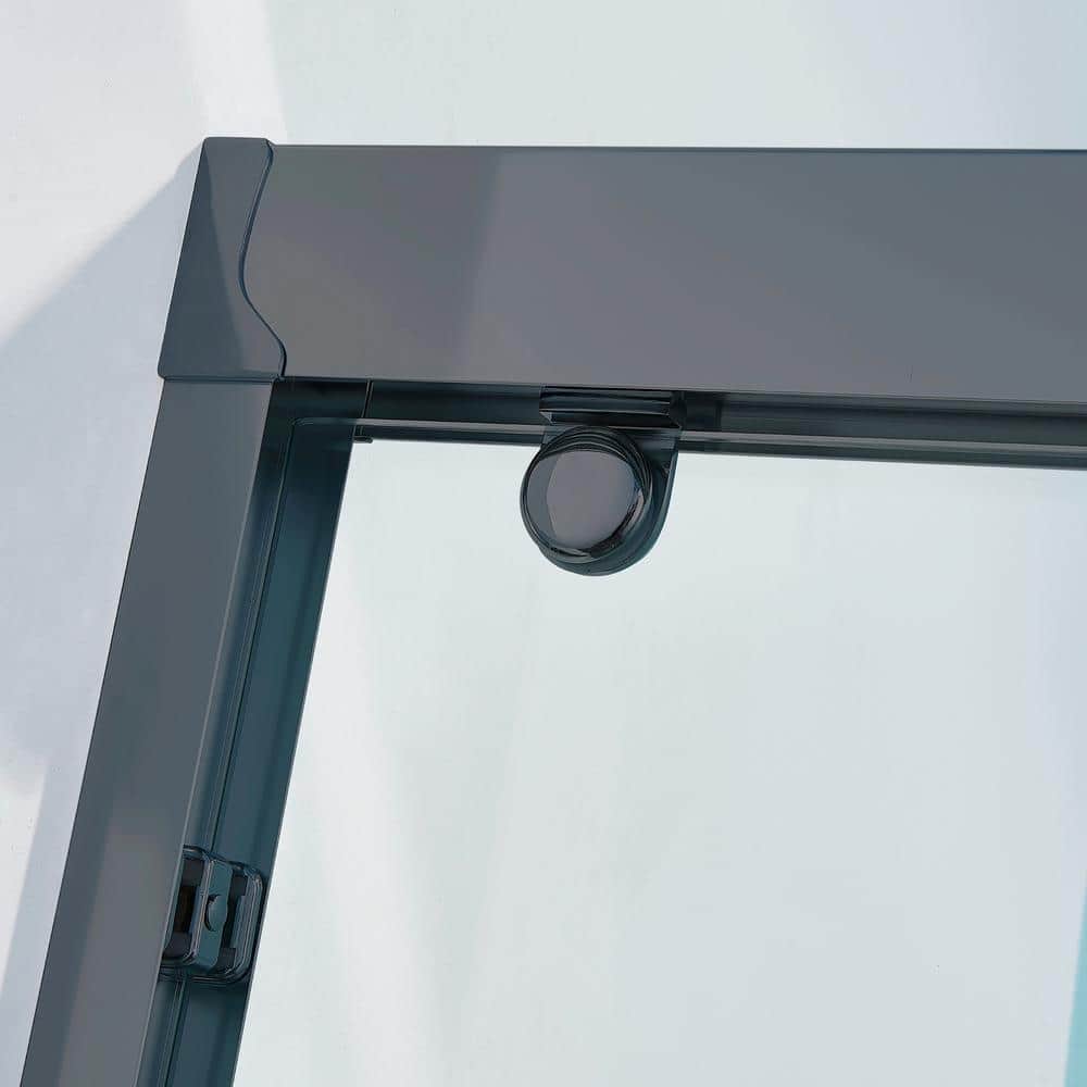 PARASOLAR 48 in. W x 75 in. Sliding Framed Shower Door in Matte Black with Tempered Clear Glass