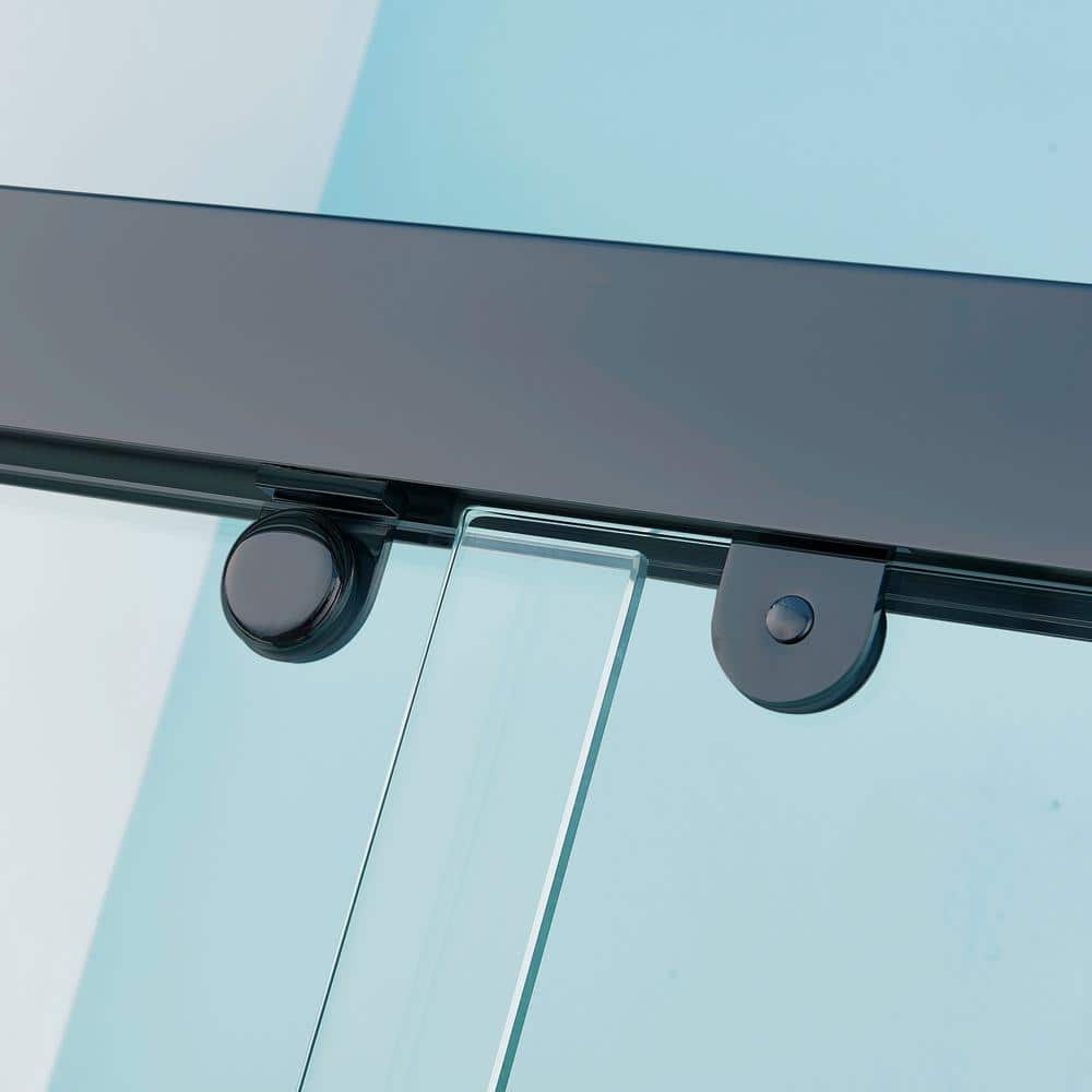 PARASOLAR 48 in. W x 75 in. Sliding Framed Shower Door in Matte Black with Tempered Clear Glass