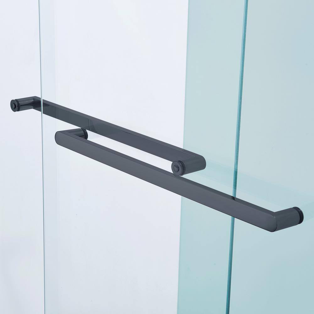 PARASOLAR 48 in. W x 75 in. Sliding Framed Shower Door in Matte Black with Tempered Clear Glass