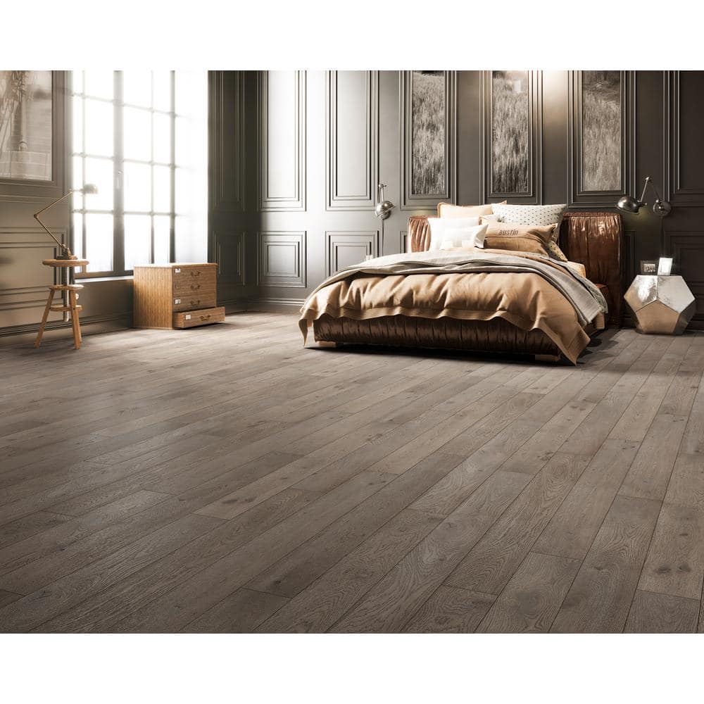 ACQUA FLOORS Parker Oak 1/4 in. T x 5 in. W Click Lock Wire Brushed Engineered Hardwood Flooring (16.68 sq.ft./case)