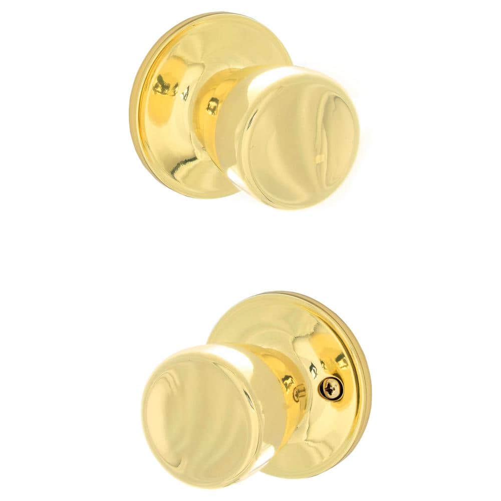 Schlage ESSENTIALS Brill Bright Brass Passage Hall/Closet Door Knob, V10 V BRL 605