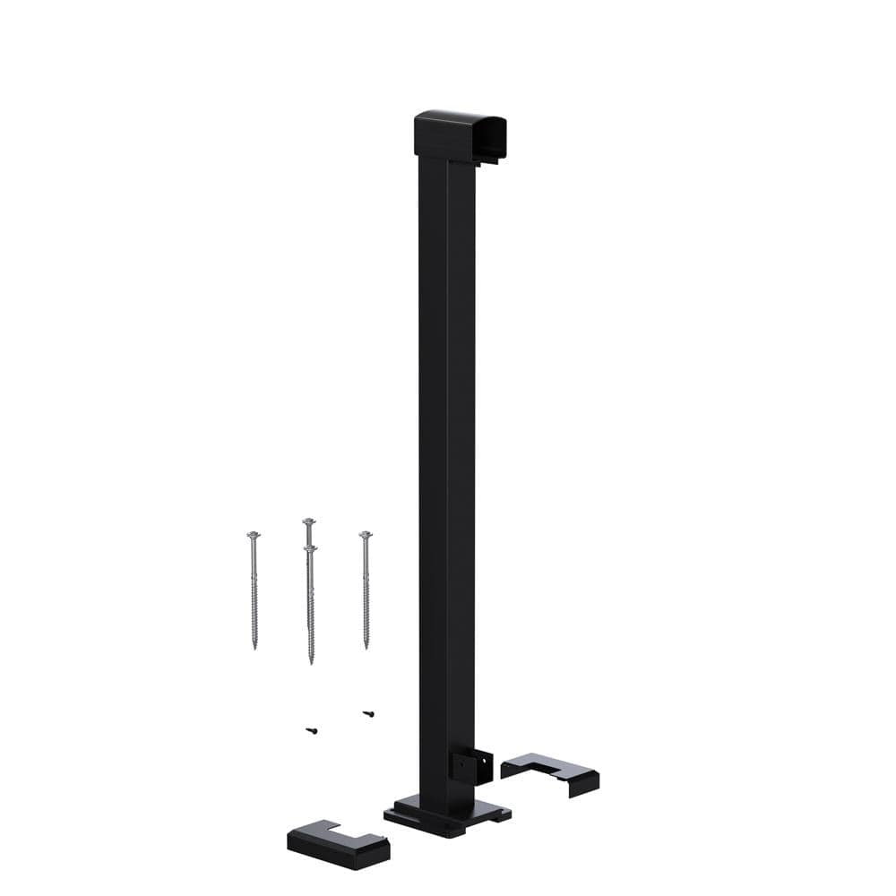Peak Aluminum Railing 36 in. H x 4 in. W Matte Black Aluminum Deck Railing End Post Kit