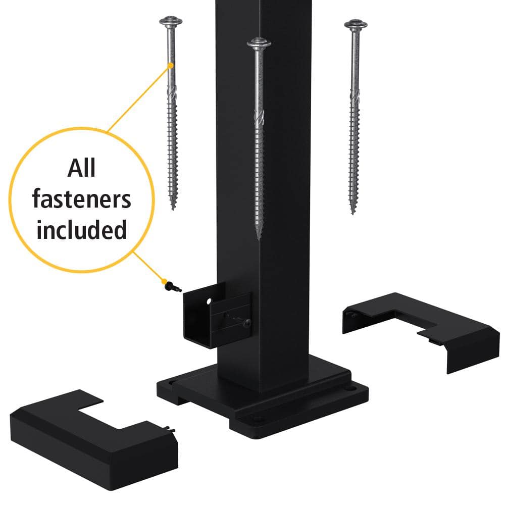 Peak Aluminum Railing 36 in. H x 4 in. W Matte Black Aluminum Deck Railing End Post Kit