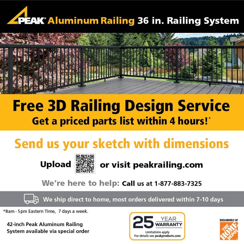 Peak Aluminum Railing 36 in. H x 4 in. W Matte Black Aluminum Deck Railing End Post Kit