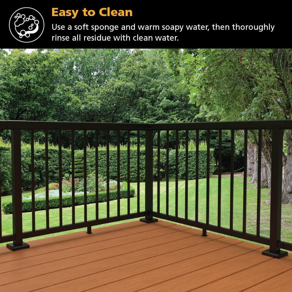 Peak Aluminum Railing 36 in. H x 4 in. W Matte Black Aluminum Deck Railing Stair Post Kit