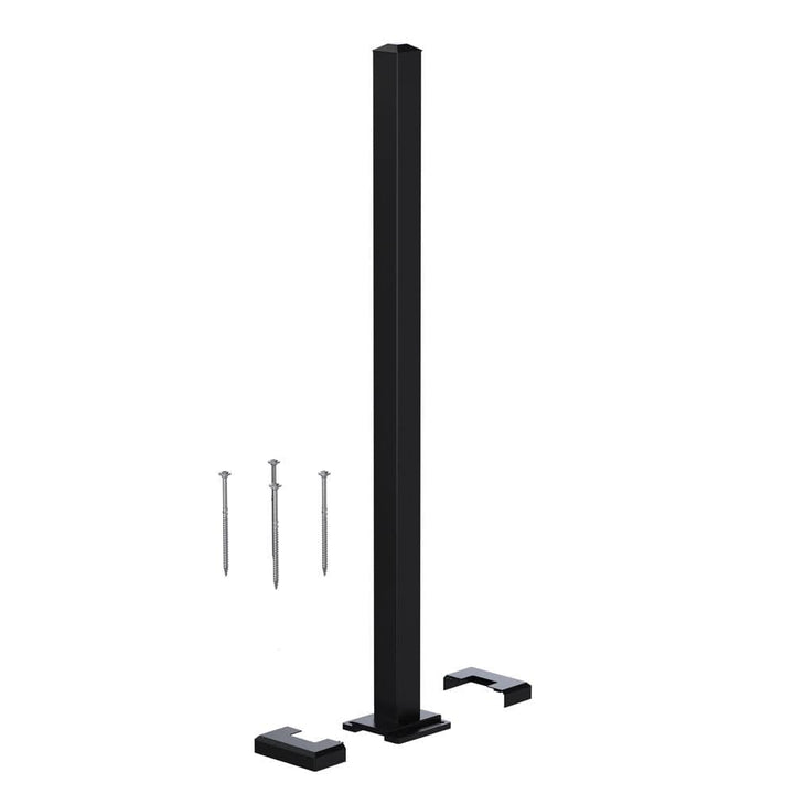 Peak Aluminum Railing 36 in. H x 4 in. W Matte Black Aluminum Deck Railing Stair Post Kit