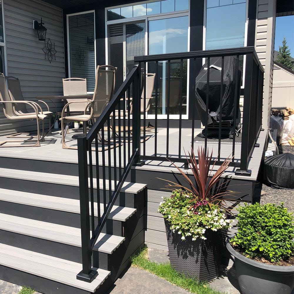 Peak Aluminum Railing 6 ft. Aluminum Deck Railing Stair Kit with Pickets in Matte Black for 36 in. high system