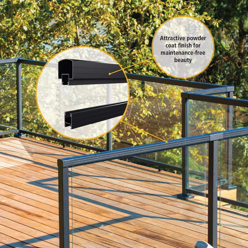 Peak Aluminum Railing 6 ft. Aluminum Deck Railing Stair Kit with Pickets in Matte Black for 36 in. high system