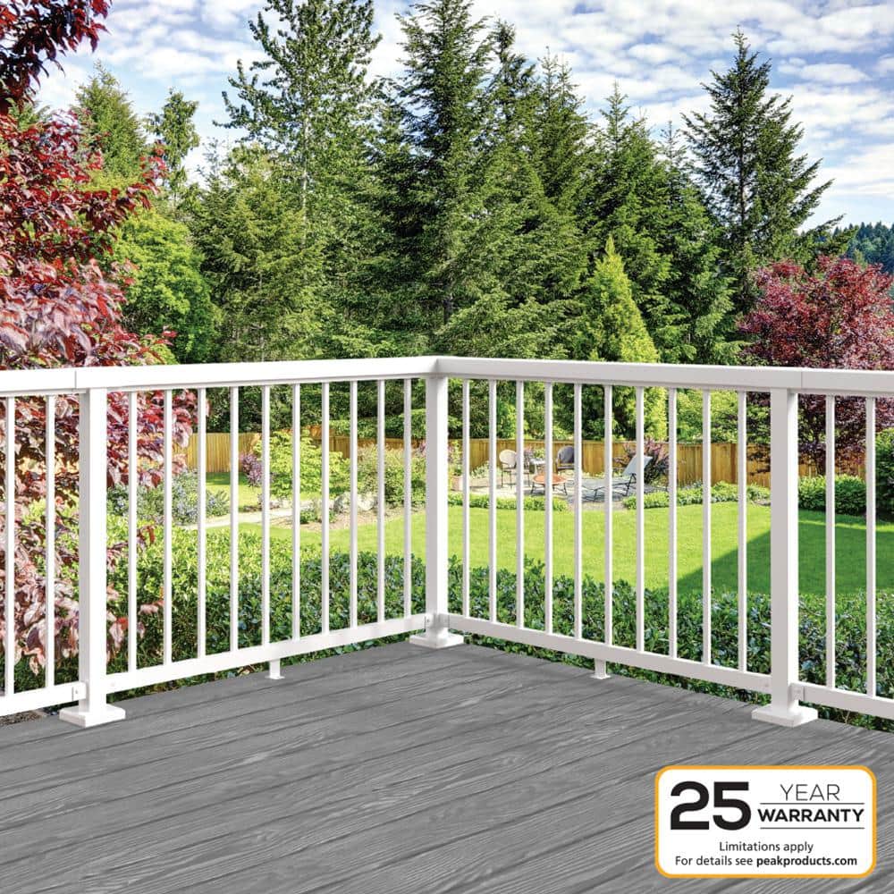 Peak Aluminum Railing 6 ft. Aluminum Deck Railing Stair Kit with Wide Pickets in White for 36 in. high system
