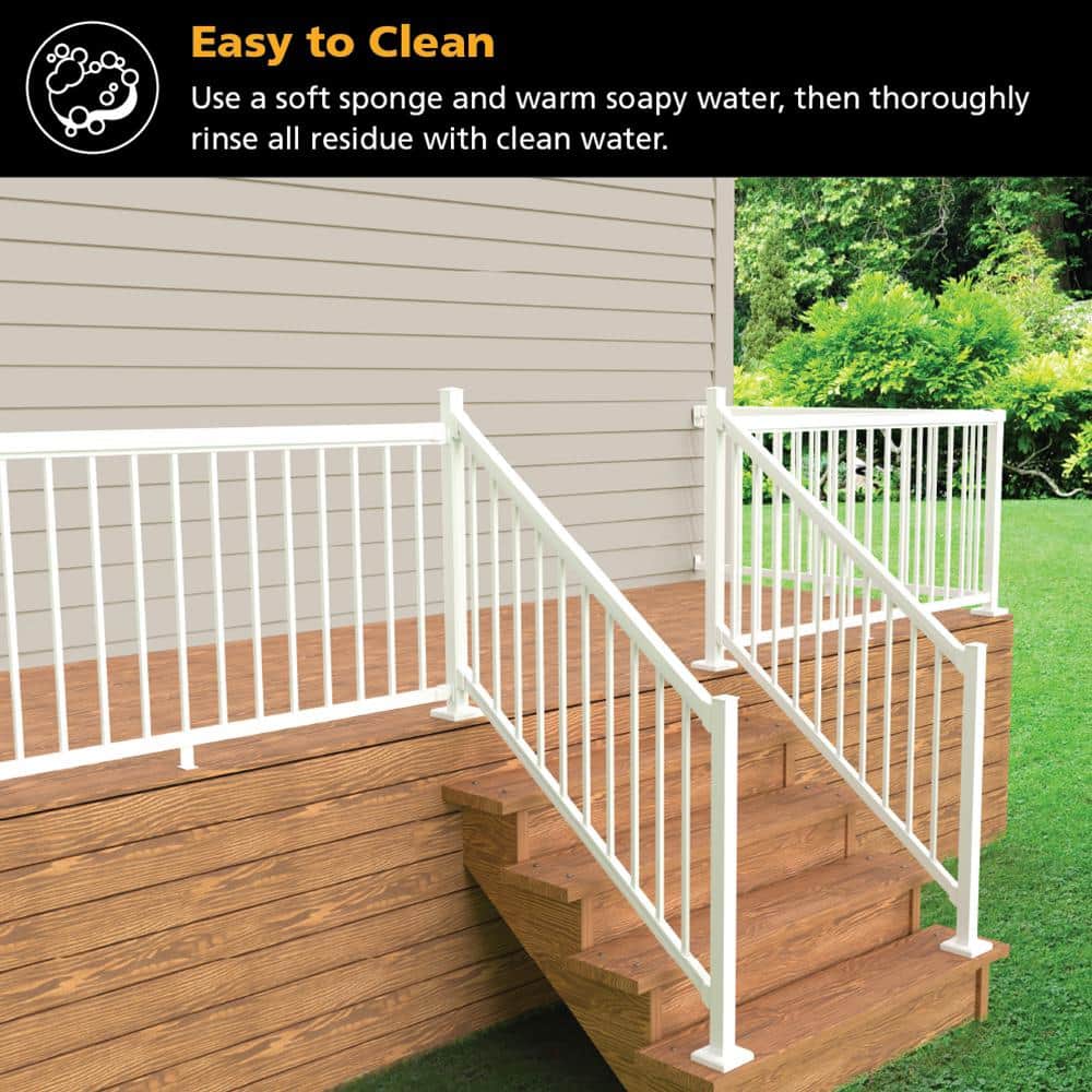 Peak Aluminum Railing 6 ft. Aluminum Deck Railing Stair Kit with Wide Pickets in White for 36 in. high system