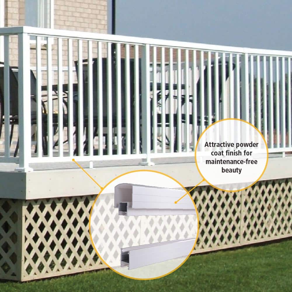 Peak Aluminum Railing 6 ft. Aluminum Deck Railing Stair Kit with Wide Pickets in White for 36 in. high system