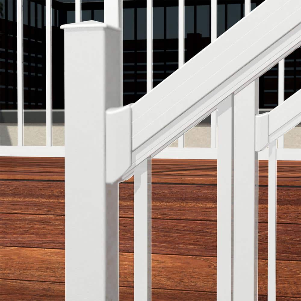 Peak Aluminum Railing 6 ft. Aluminum Deck Railing Stair Kit with Wide Pickets in White for 36 in. high system