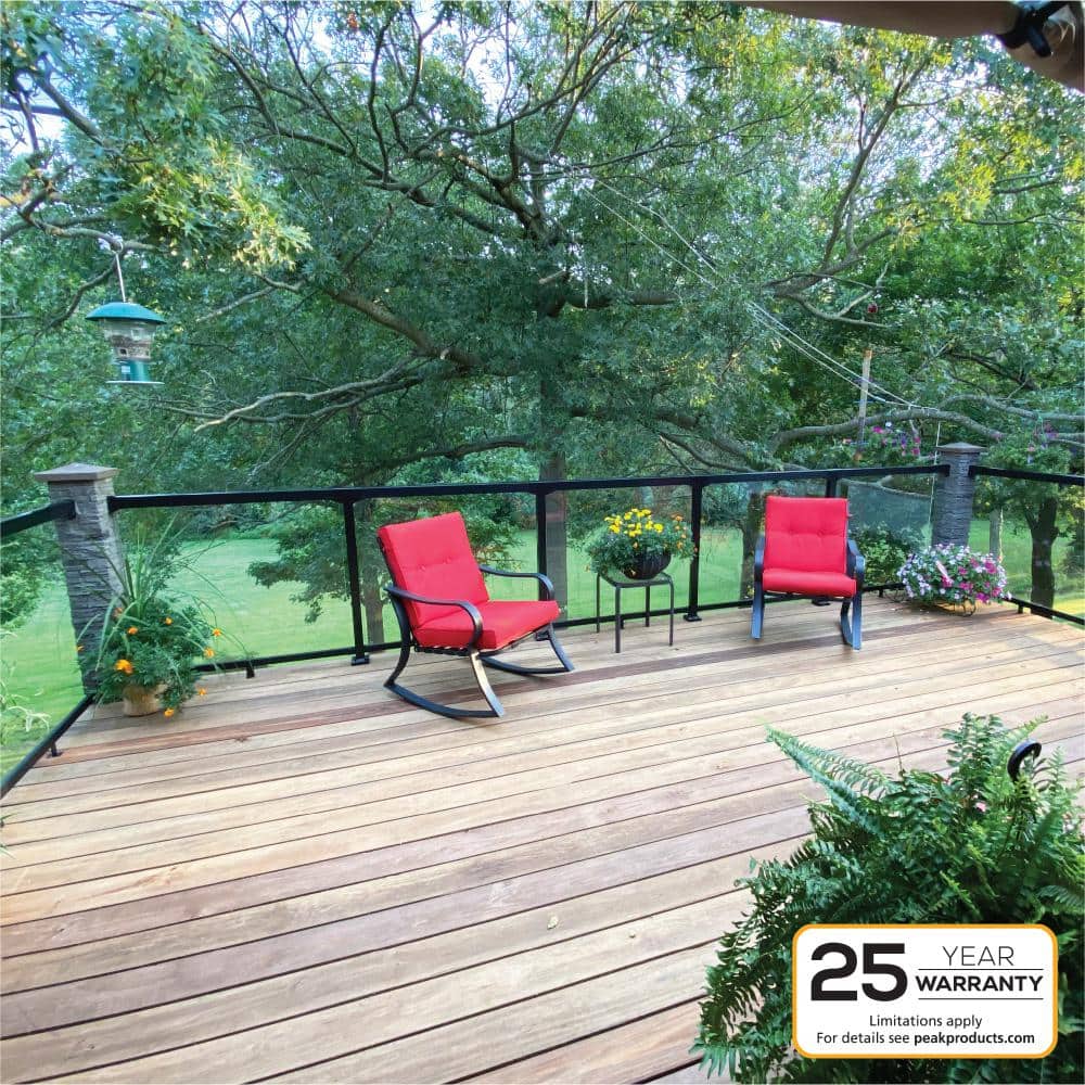 Peak Aluminum Railing 36 in. H x 60 in. W Clear Aluminum Deck Railing Tempered Glass Panel