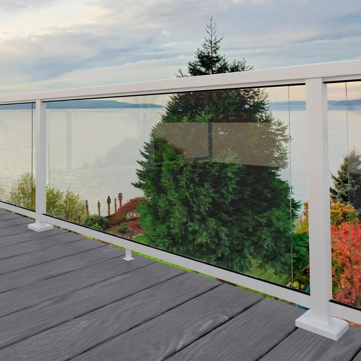 Peak Aluminum Railing 36 in. H x 60 in. W Clear Aluminum Deck Railing Tempered Glass Panel