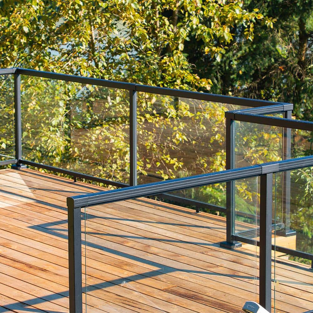 Peak Aluminum Railing 36 in. H x 60 in. W Clear Aluminum Deck Railing Tempered Glass Panel