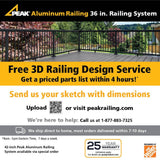 Peak Aluminum Railing 6 ft. W Aluminum Deck Railing Black Glass Gasket for 36 in. high system