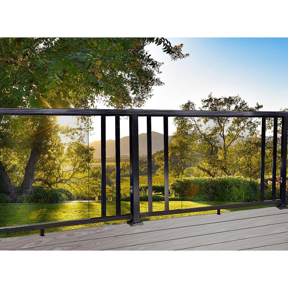 Peak Aluminum Railing 4 ft. Black Aluminum Deck Railing Wide Picket and Spacer Kit for 42 in. high system