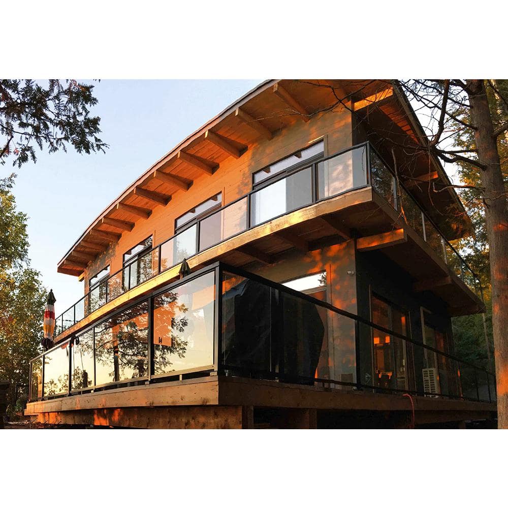 Peak Aluminum Railing 42 in. H x 18 in. W Aluminum Deck Railing Clear Tempered Glass Panel