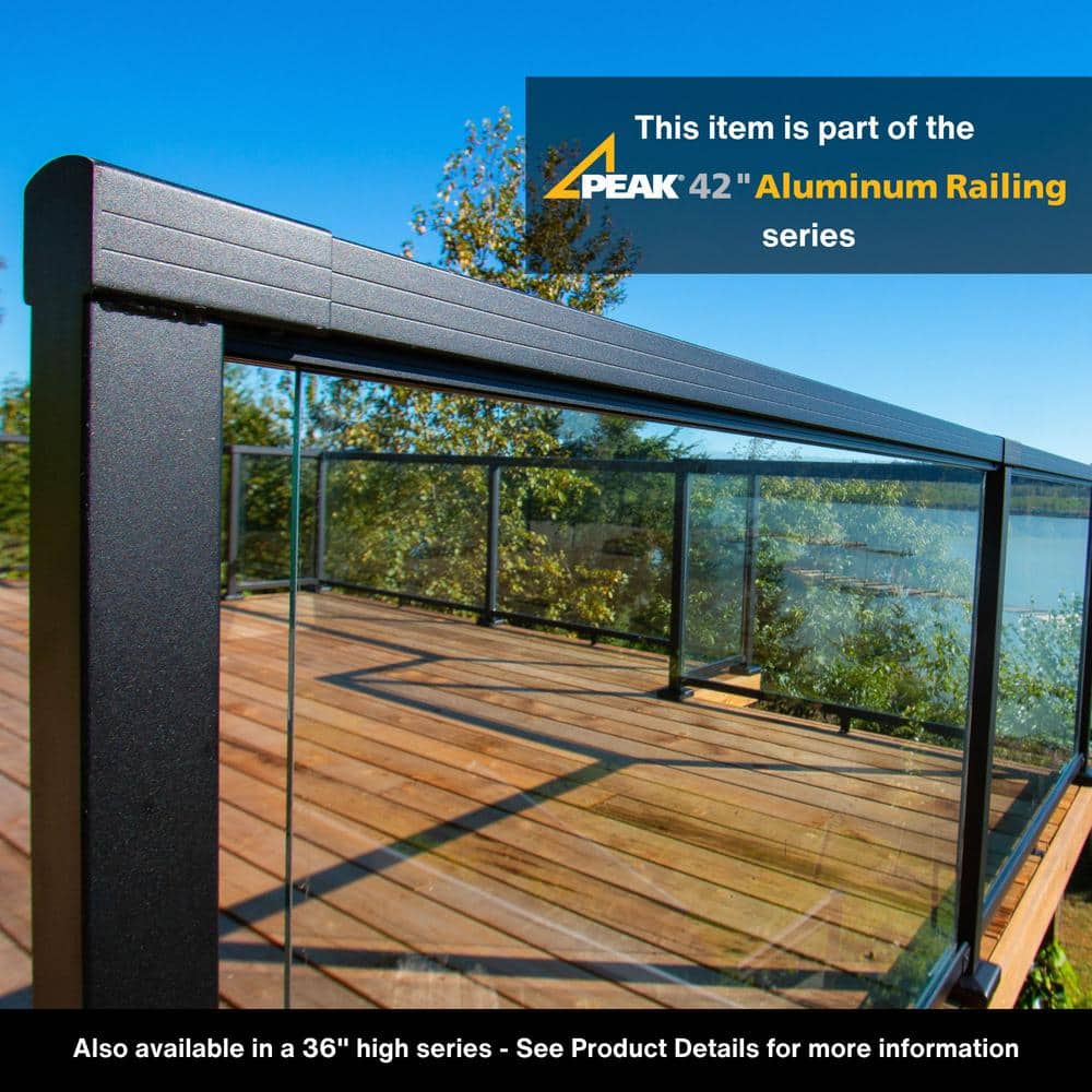 Peak Aluminum Railing 42 in. H x 18 in. W Aluminum Deck Railing Clear Tempered Glass Panel