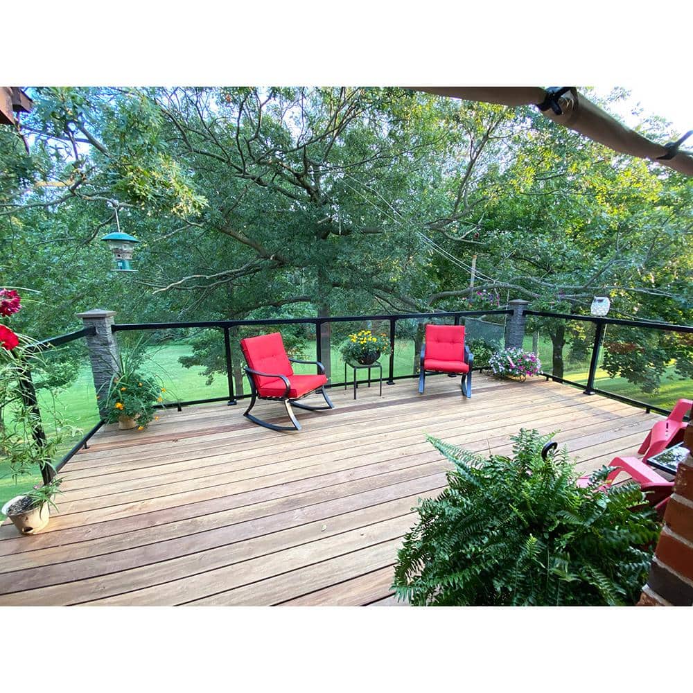Peak Aluminum Railing 42 in. H x 42 in. W Aluminum Deck Railing Tempered Clear Glass Panel