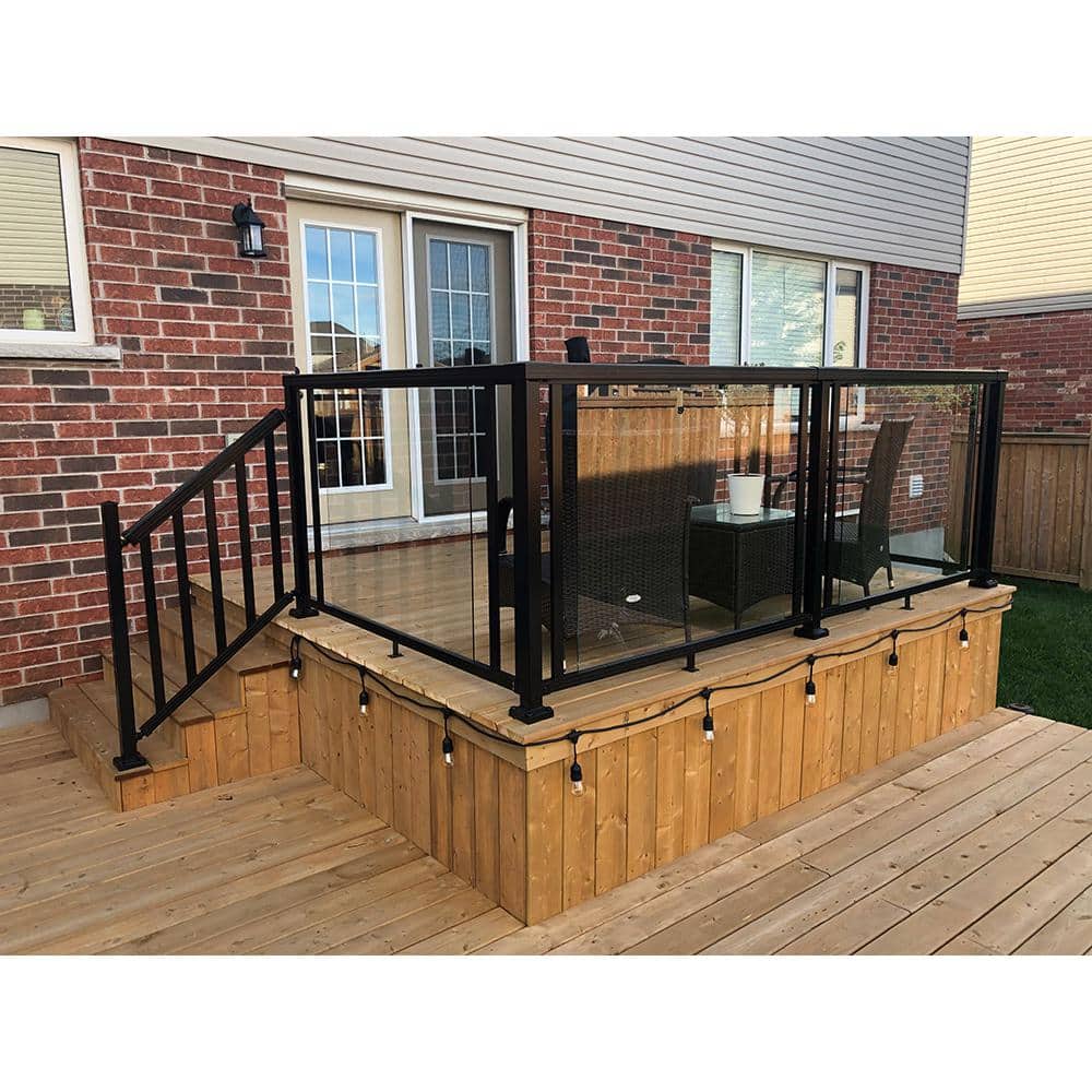 Peak Aluminum Railing 6 ft. Aluminum Deck Railing Black Glass Gasket for 42 in. High System