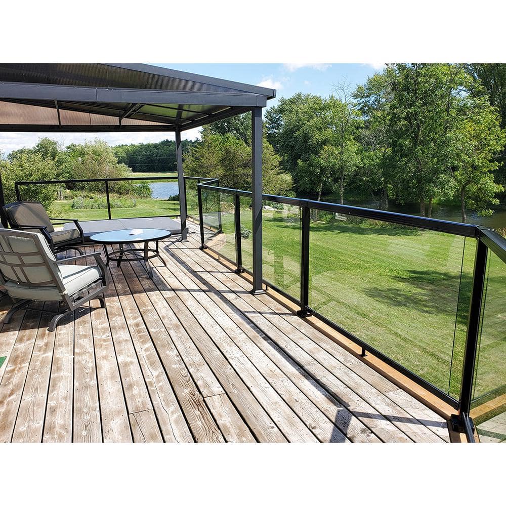 Peak Aluminum Railing 6 ft. Aluminum Deck Railing Black Glass Gasket for 42 in. High System