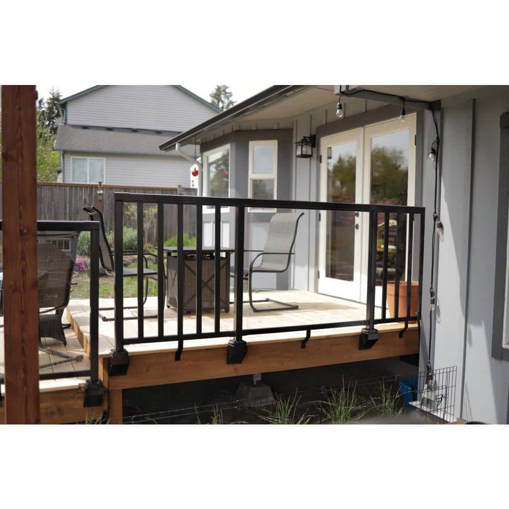 Peak Aluminum Railing 6.5 in. H x 4.5 in. W Black Aluminum Deck Railing Mid/End/Stair Fascia Mount Bracket for 42 in. high system
