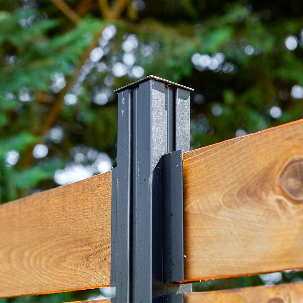 Peak Products Modular Fencing 94 in. H Matte Black Aluminum In-Ground Post for A 6 ft. H Outdoor Privacy Fence System