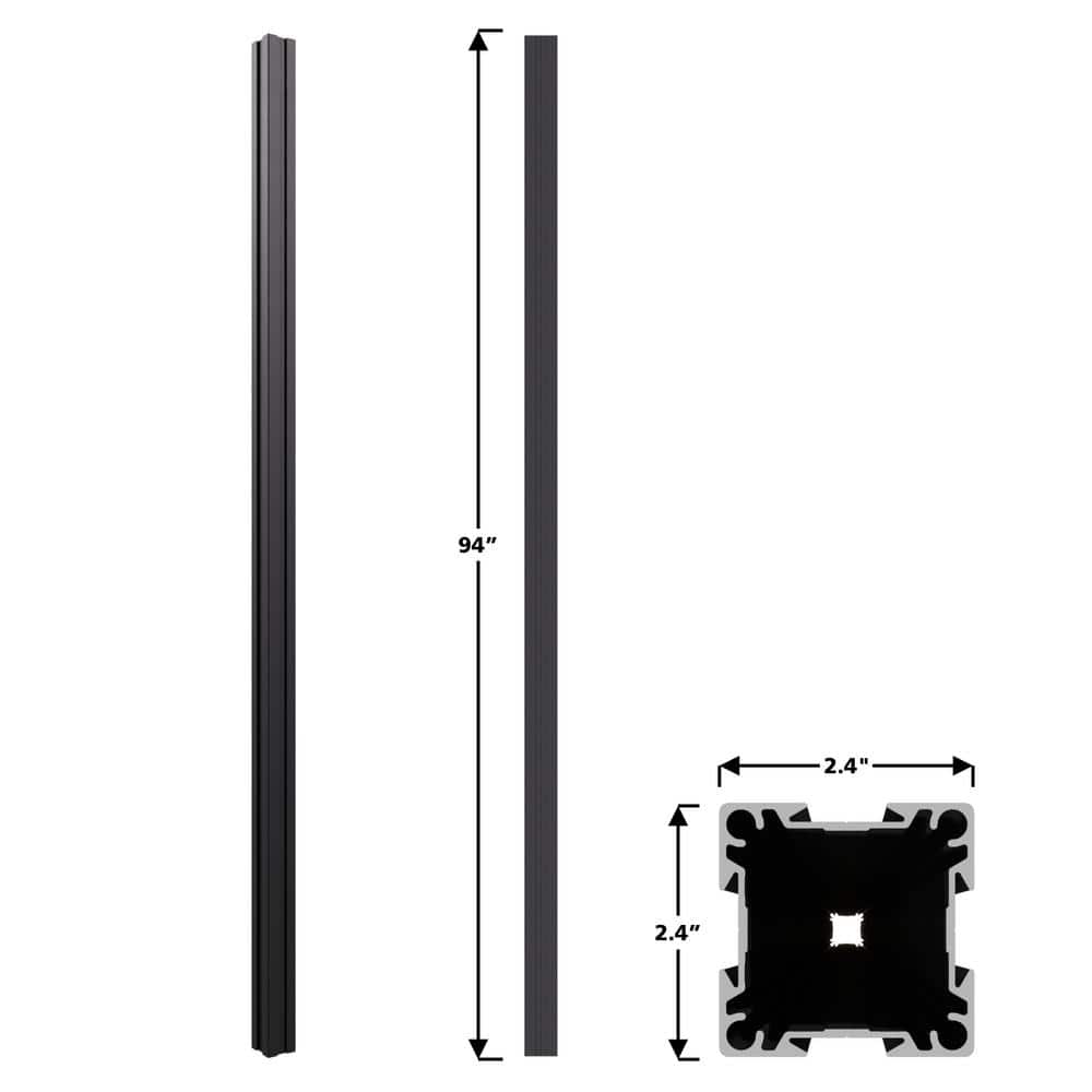 Peak Products Modular Fencing 94 in. H Matte Black Aluminum In-Ground Post for A 6 ft. H Outdoor Privacy Fence System