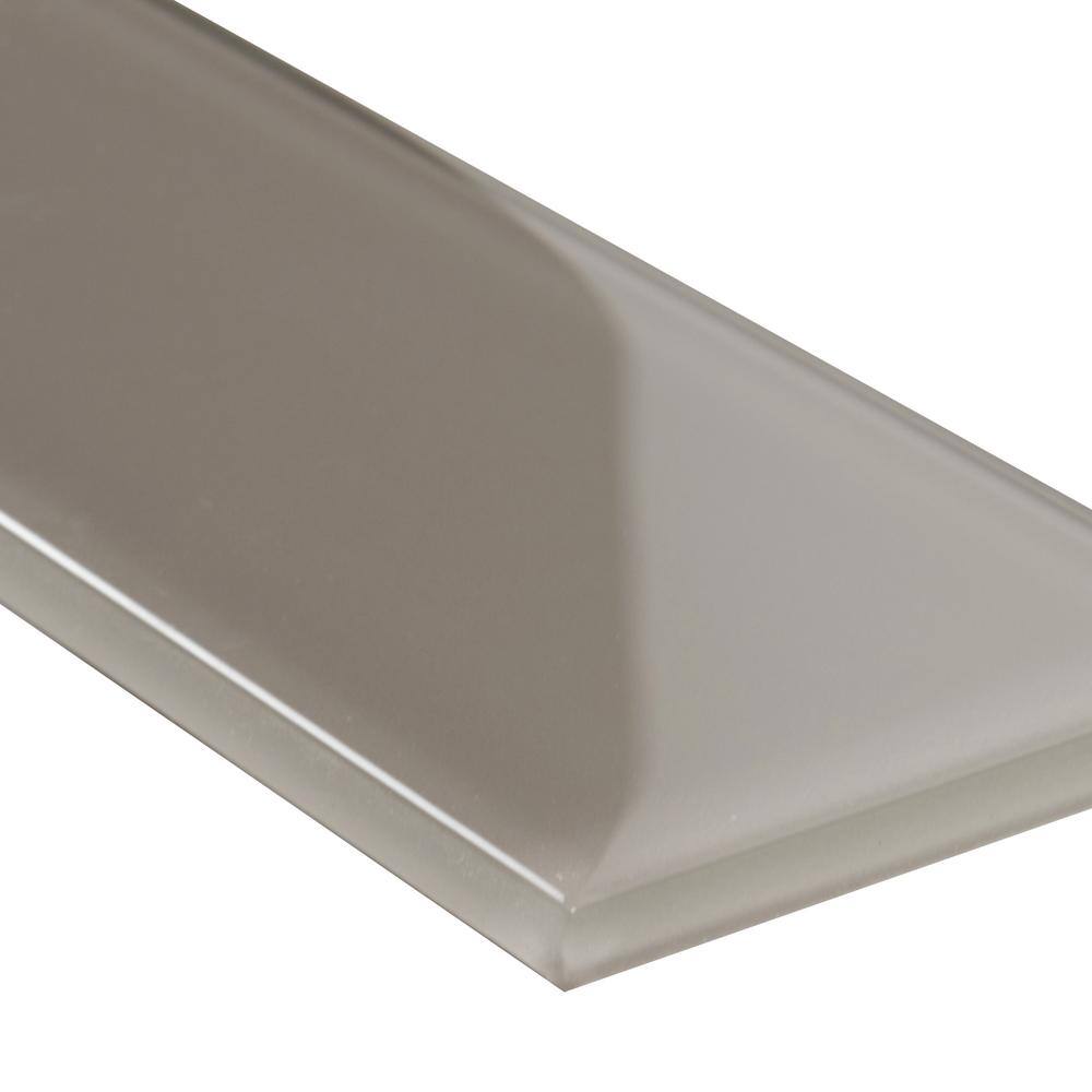 MSI Pebble 3 in. x 9 in. x 8mm Glossy Glass Gray Subway Tile (3.8 sq. ft. / case)
