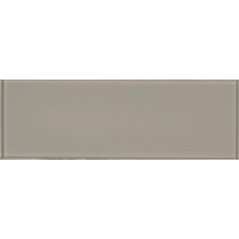 MSI Pebble 3 in. x 9 in. x 8mm Glossy Glass Gray Subway Tile (3.8 sq. ft. / case)