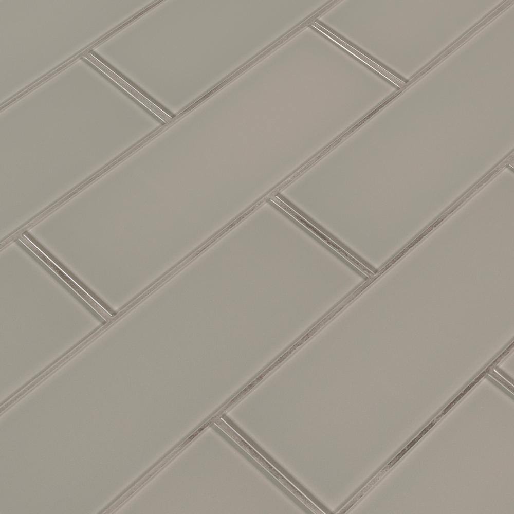MSI Pebble 3 in. x 9 in. x 8mm Glossy Glass Gray Subway Tile (3.8 sq. ft. / case)