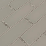 MSI Pebble 3 in. x 9 in. x 8mm Glossy Glass Gray Subway Tile (3.8 sq. ft. / case)