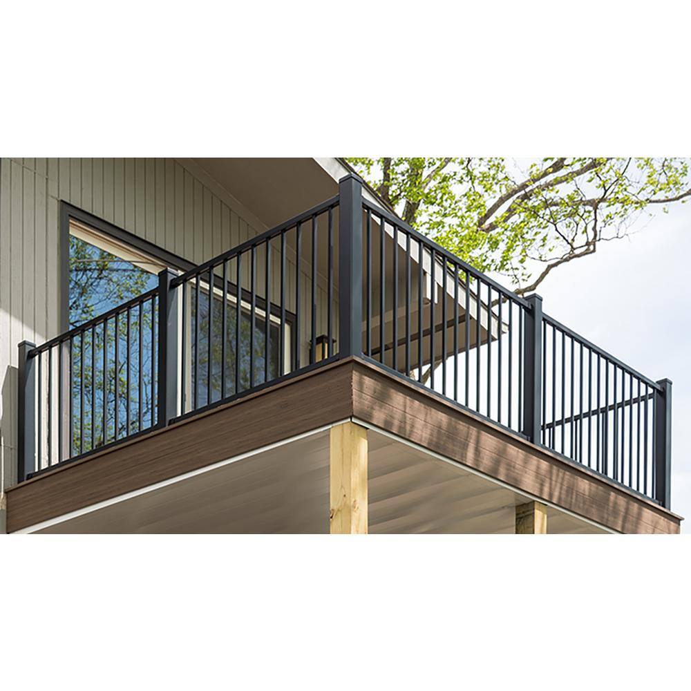 Pegatha Contemporary 6 ft. x 36 in. Charcoal Gray Fine Textured Aluminum Level Rail Kit