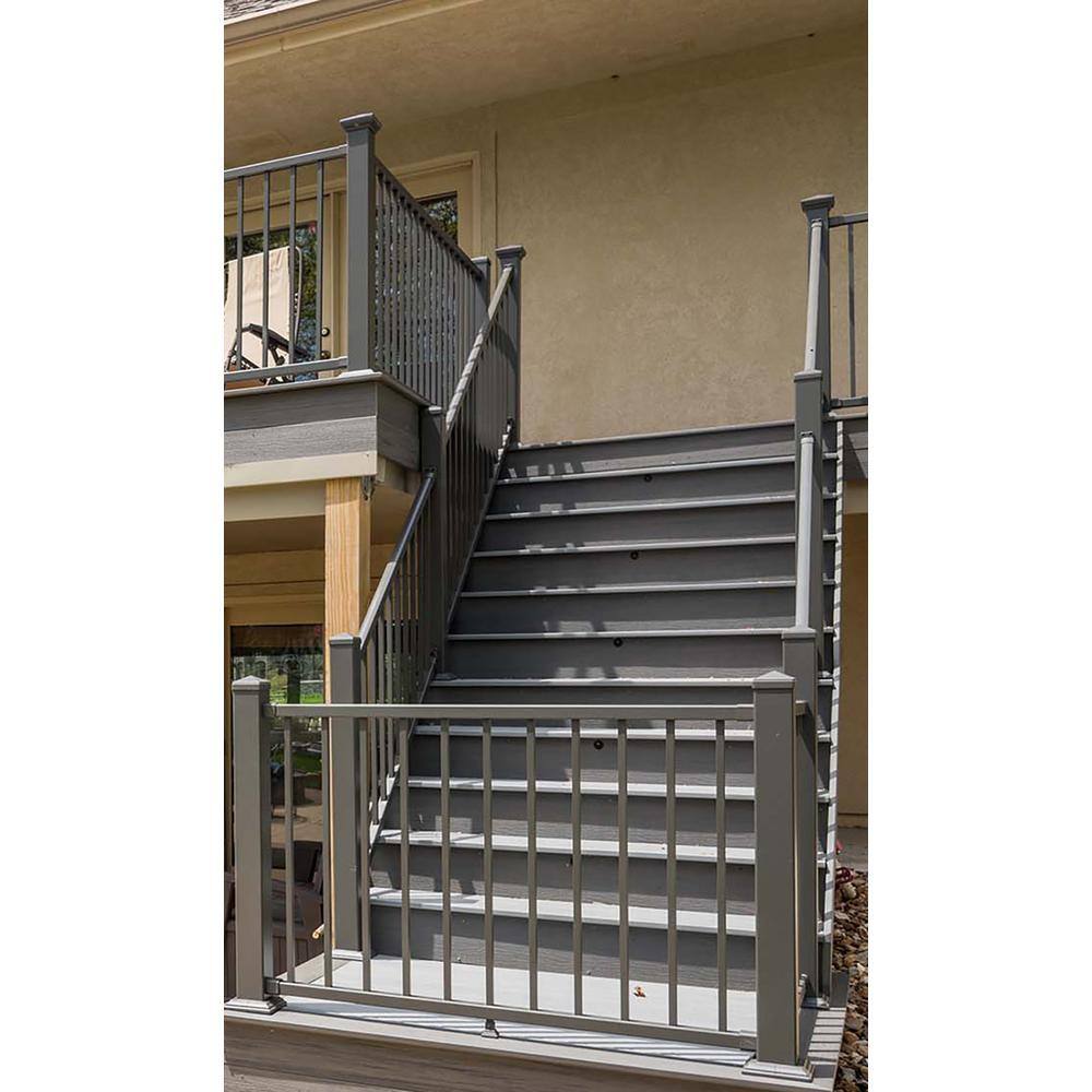 Pegatha Contemporary 6 ft. x 36 in. Charcoal Gray Fine Textured Aluminum Level Rail Kit