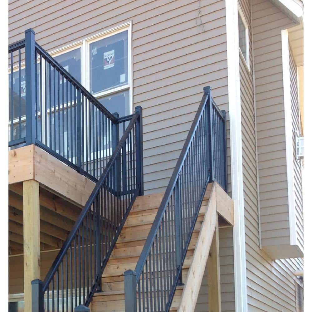 Pegatha Plus 8 ft. x 36 in. Black Fine Textured Aluminum Stair Rail Kit