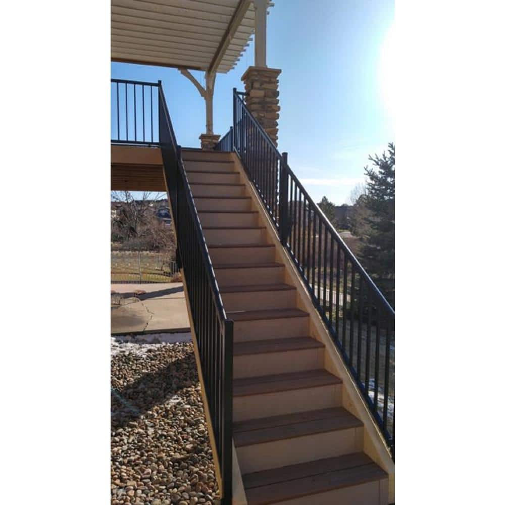Pegatha Contemporary Black Aluminum Textured Stair Bracket Kit (Top and Bottom Bracket with Necessary Screws)
