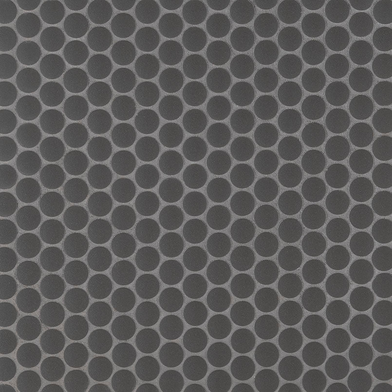 MSI Penny Round Nero 12.32 in. x 11.38 in. x 6mm Matte Porcelain Mesh-Mounted Mosaic Tile (14.4 sq. ft./case)