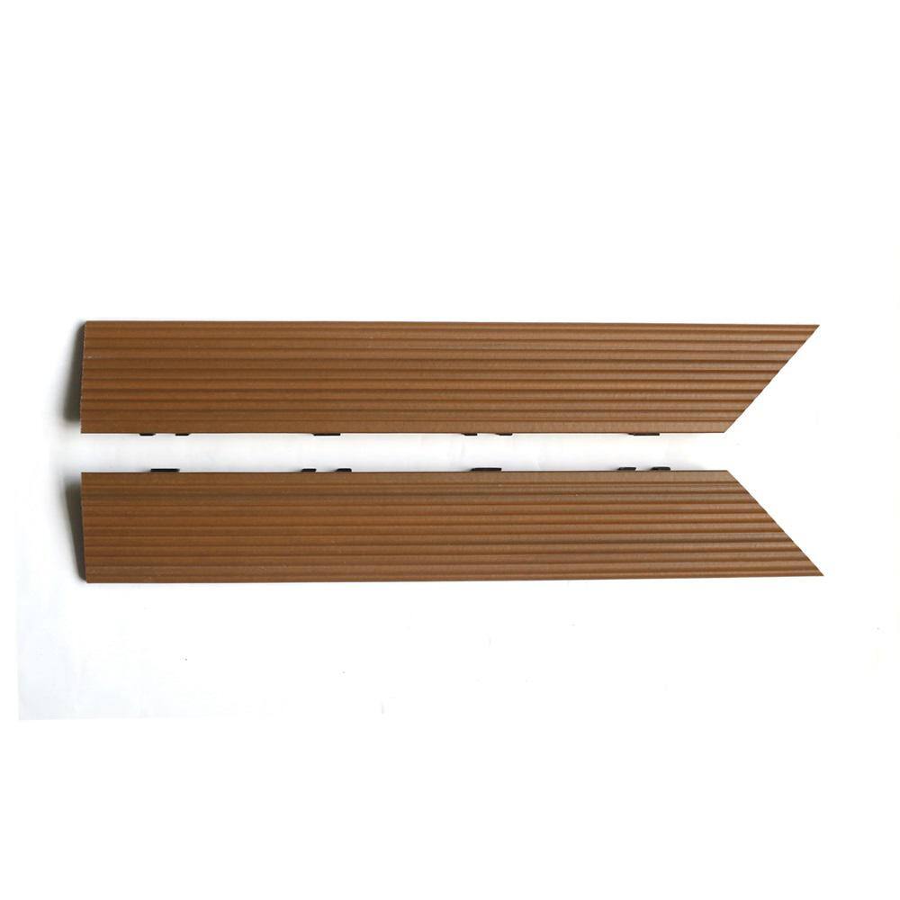 NewTechWood 1/6 ft. x 1 ft. Quick Deck Composite Deck Tile Outside Corner Fascia in Peruvian Teak (2-Pieces/Box)