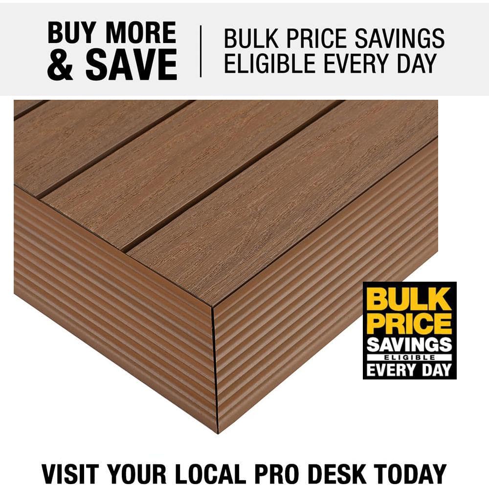NewTechWood 1/6 ft. x 1 ft. Quick Deck Composite Deck Tile Outside Corner Fascia in Peruvian Teak (2-Pieces/Box)