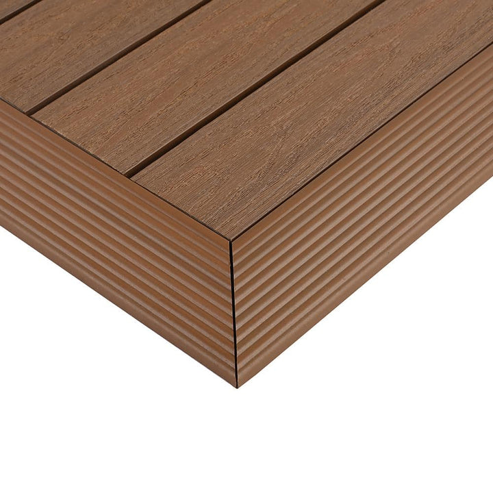 NewTechWood 1/6 ft. x 1 ft. Quick Deck Composite Deck Tile Outside Corner Fascia in Peruvian Teak (2-Pieces/Box)